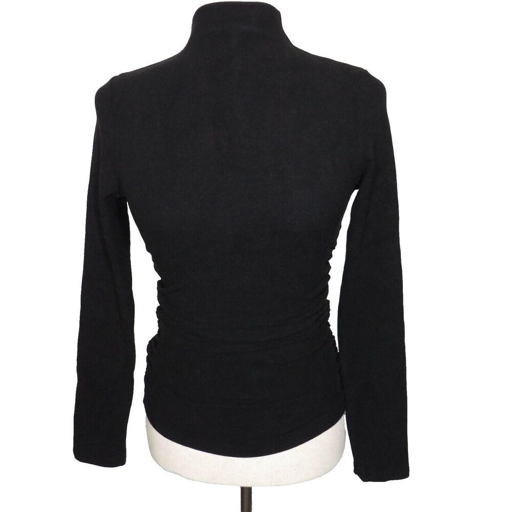 OGL Eco Mousse ProWarm Ruched Long Sleeve Mock Neck Top Black LARGE